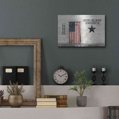 Luxe Metal Art 'God Bless American Flag' by Lori Deiter, Metal Wall Art,16x12