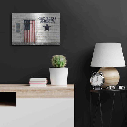 Luxe Metal Art 'God Bless American Flag' by Lori Deiter, Metal Wall Art,24x16
