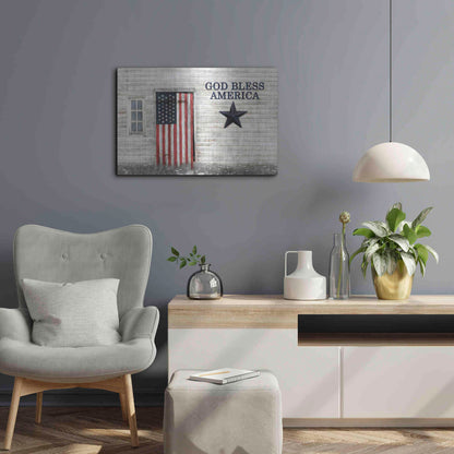 Luxe Metal Art 'God Bless American Flag' by Lori Deiter, Metal Wall Art,24x16