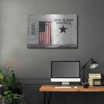 Luxe Metal Art 'God Bless American Flag' by Lori Deiter, Metal Wall Art,36x24