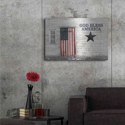 Luxe Metal Art 'God Bless American Flag' by Lori Deiter, Metal Wall Art,36x24