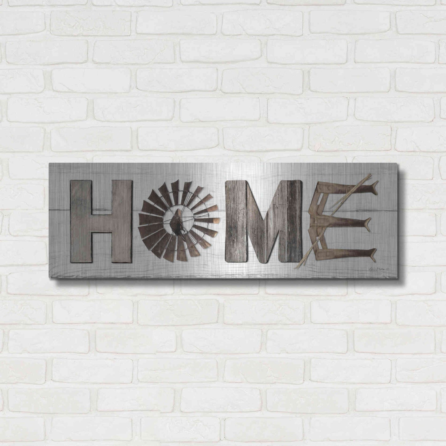 Luxe Metal Art 'Rustic Home II' by Lori Deiter, Metal Wall Art,36x12