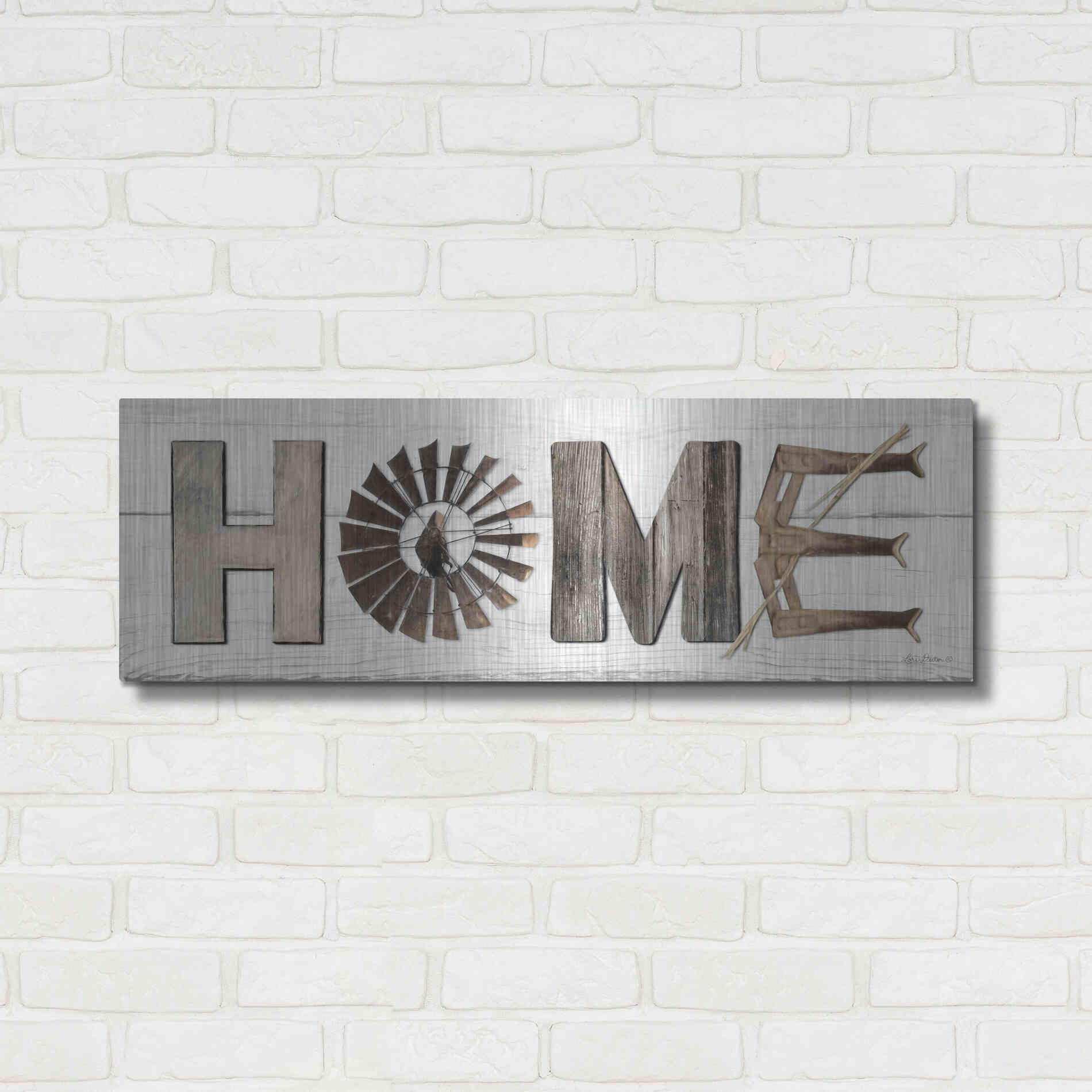 Luxe Metal Art 'Rustic Home II' by Lori Deiter, Metal Wall Art,36x12