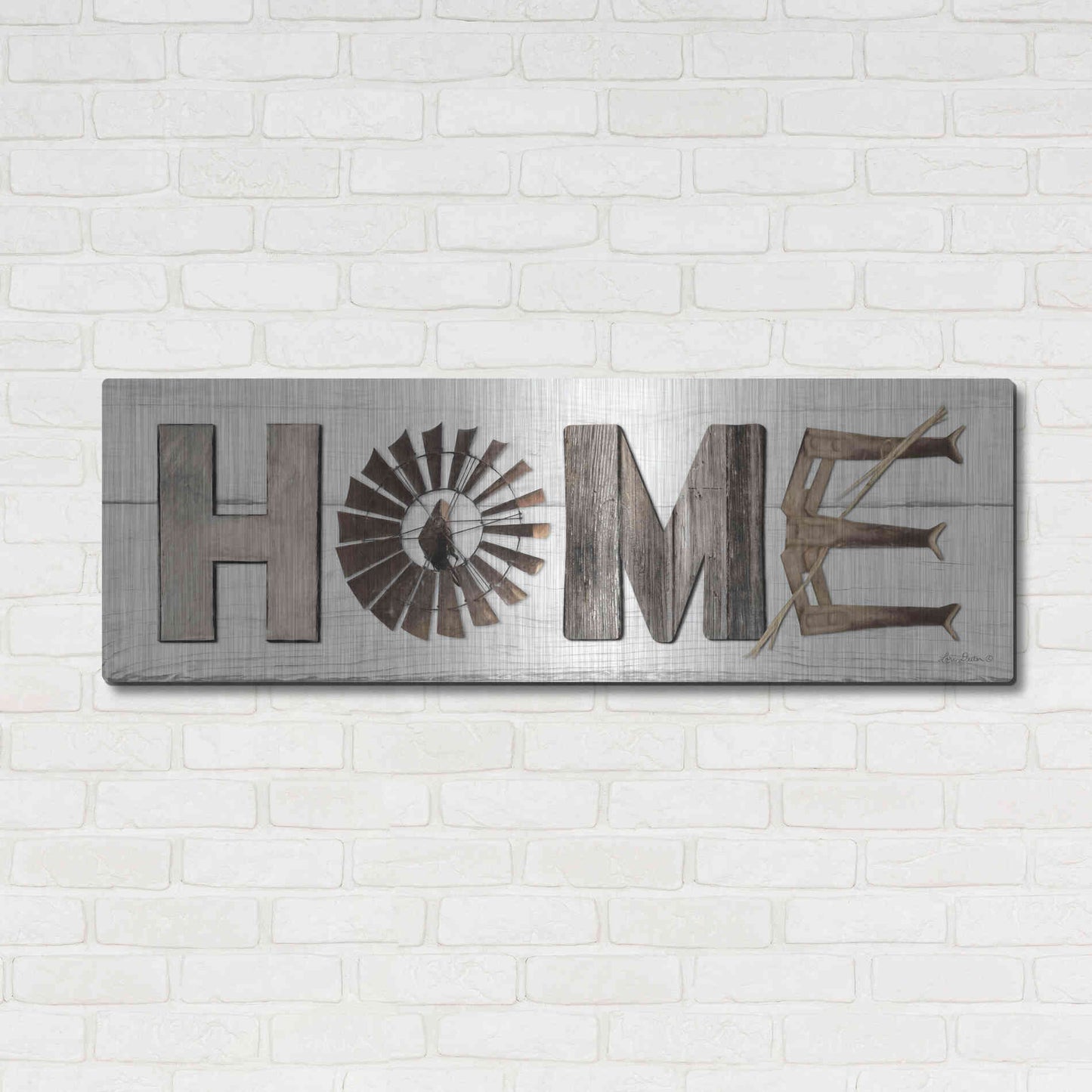 Luxe Metal Art 'Rustic Home II' by Lori Deiter, Metal Wall Art,48x16