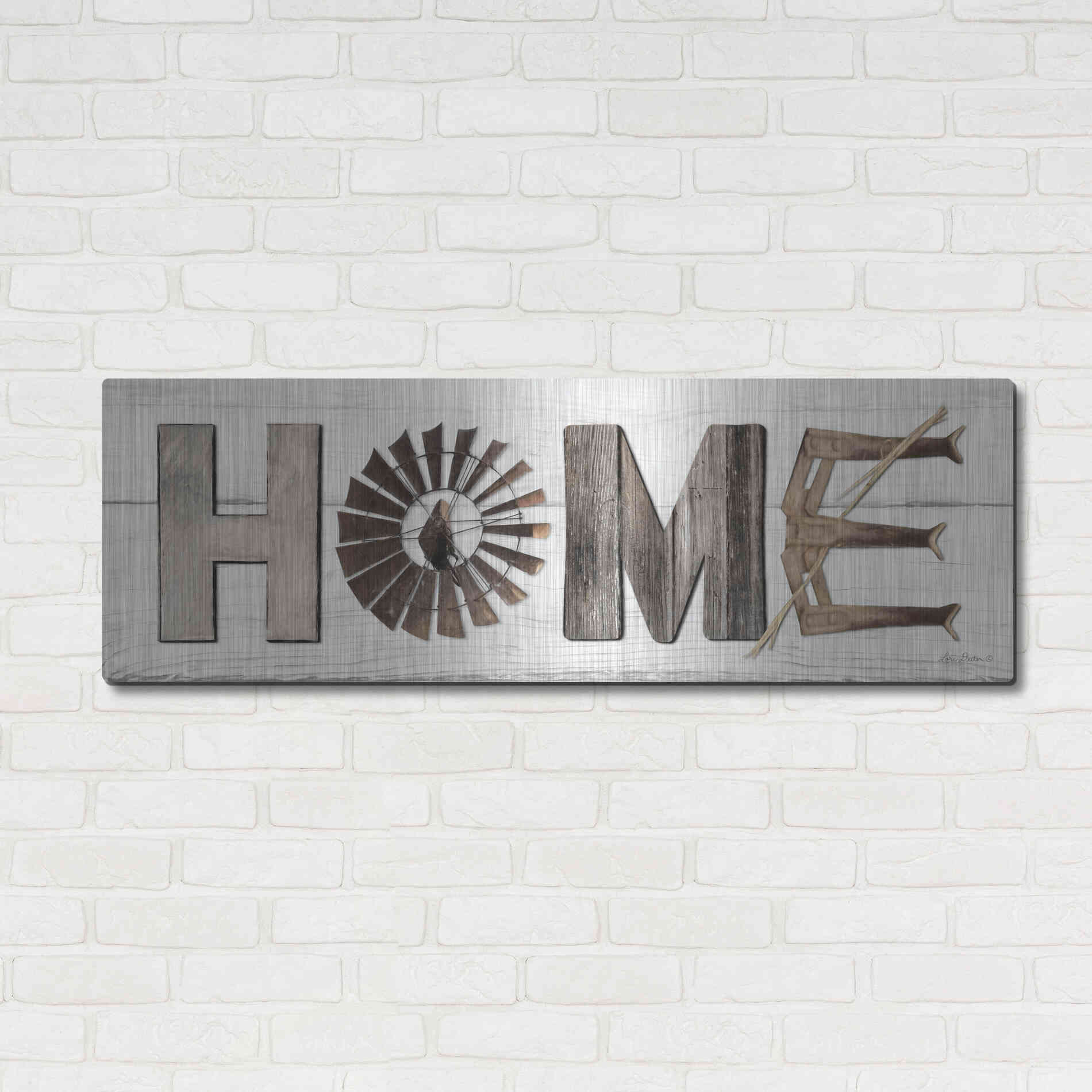 Luxe Metal Art 'Rustic Home II' by Lori Deiter, Metal Wall Art,48x16