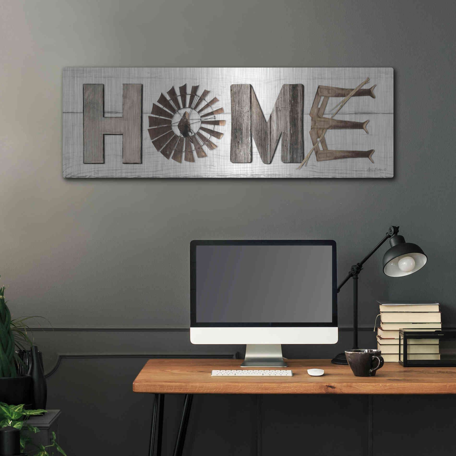 Luxe Metal Art 'Rustic Home II' by Lori Deiter, Metal Wall Art,48x16