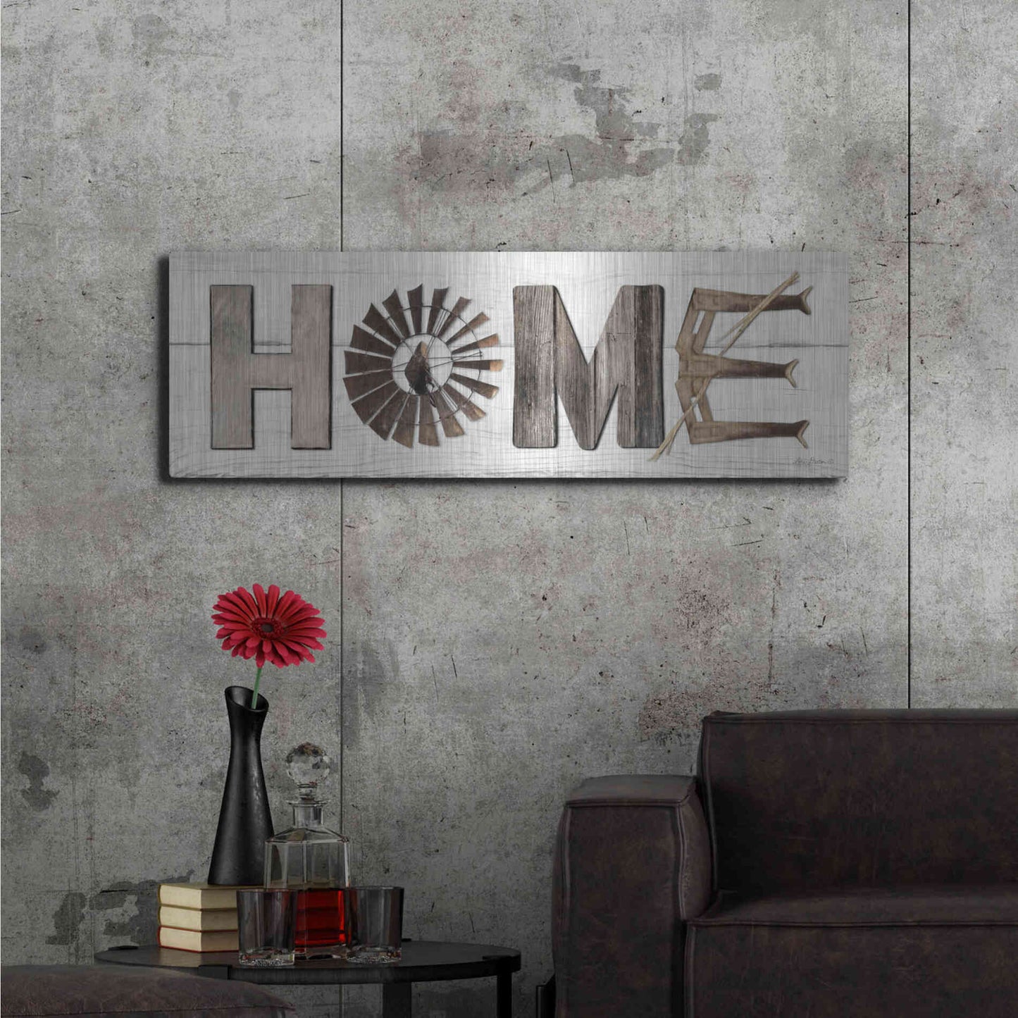 Luxe Metal Art 'Rustic Home II' by Lori Deiter, Metal Wall Art,48x16