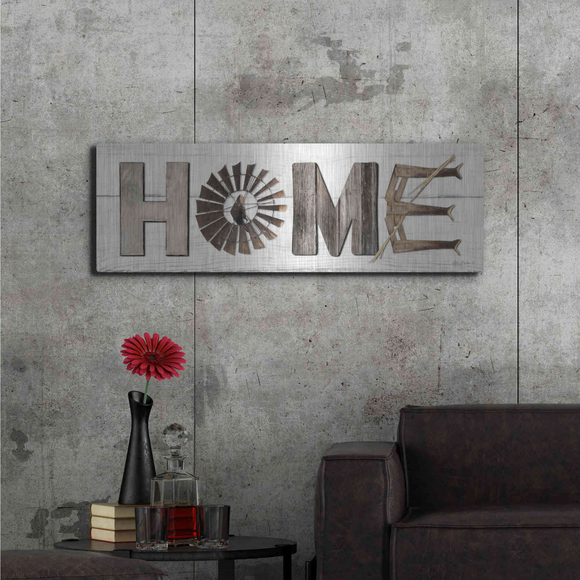 Luxe Metal Art 'Rustic Home II' by Lori Deiter, Metal Wall Art,48x16
