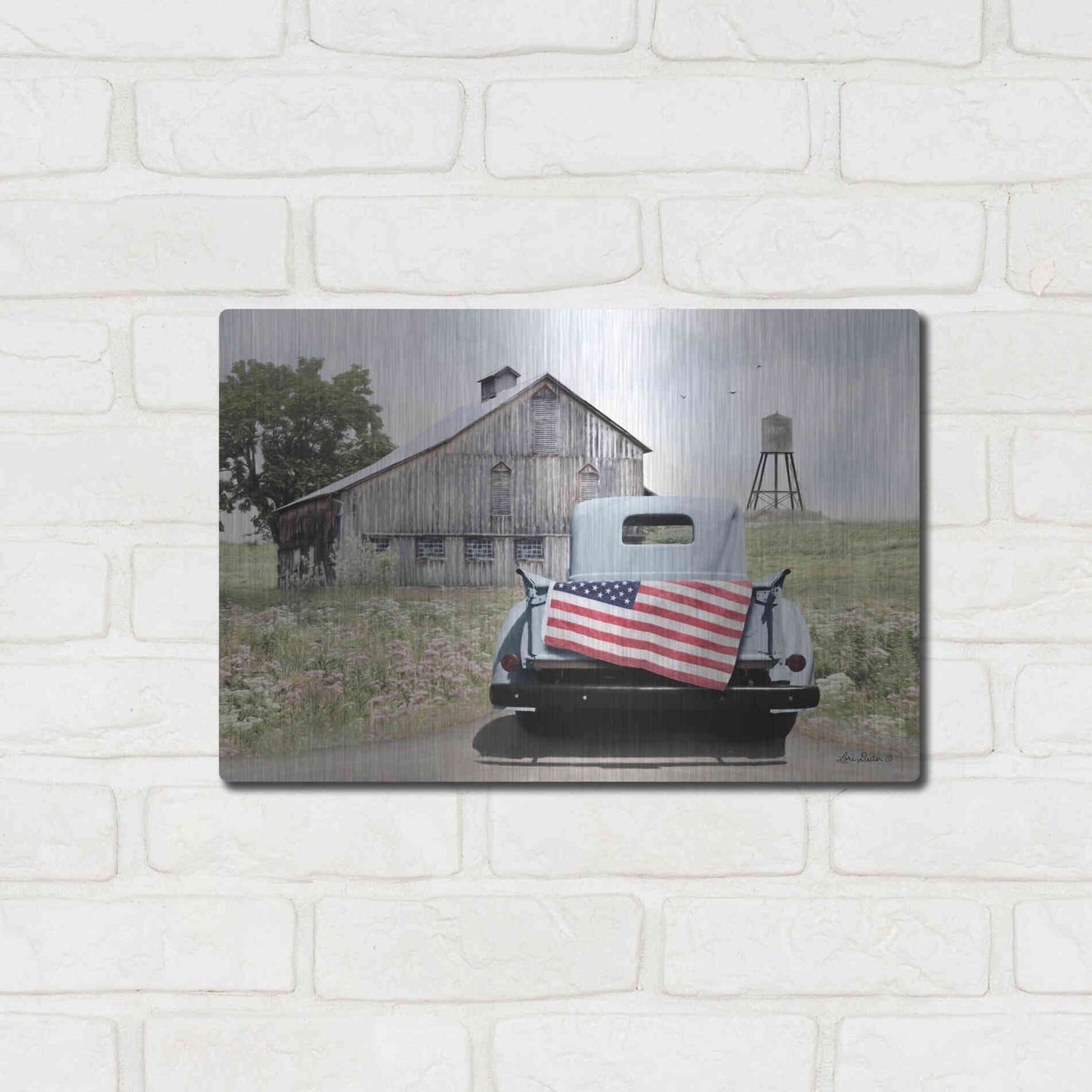 Luxe Metal Art 'American Tailgating' by Lori Deiter, Metal Wall Art,16x12