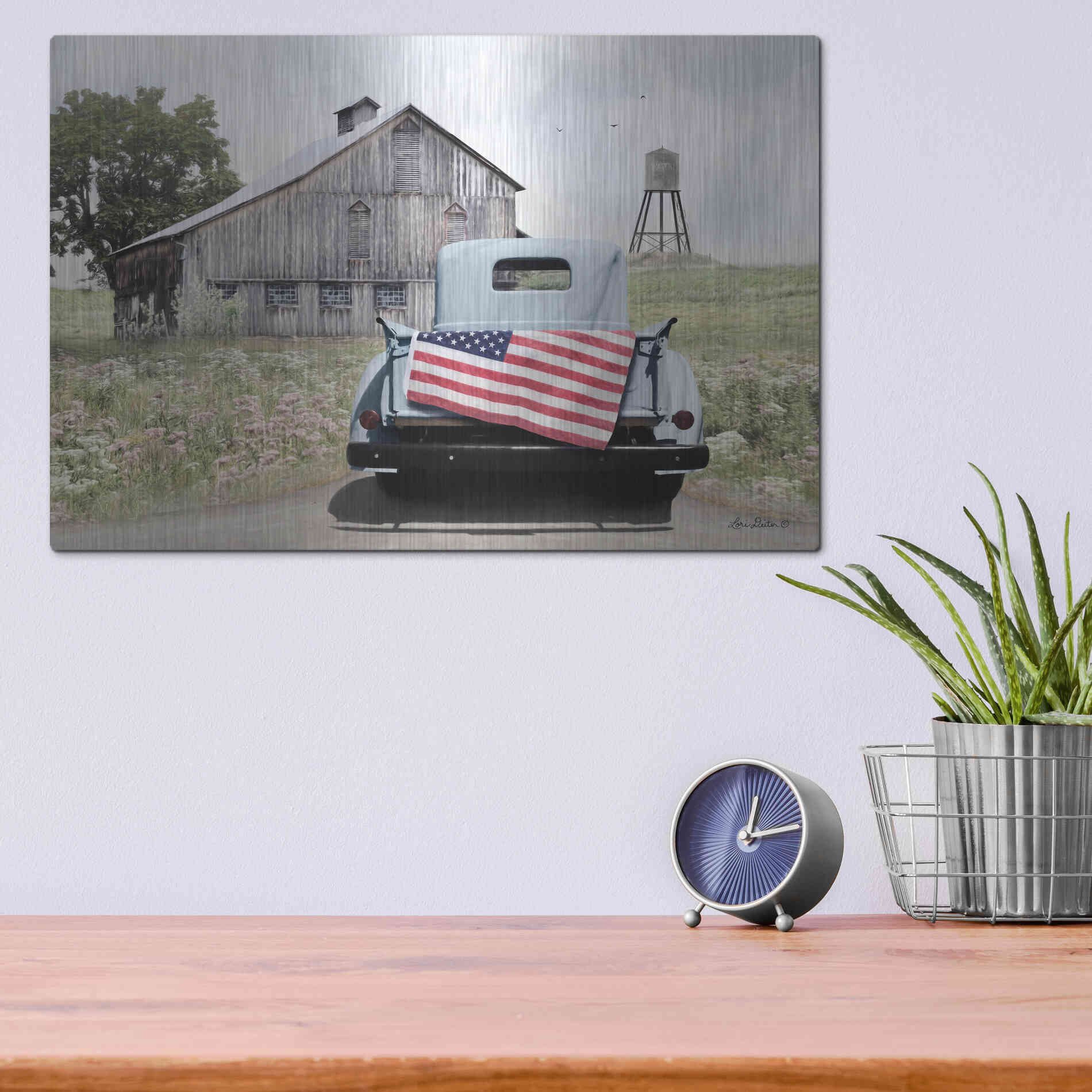 Luxe Metal Art 'American Tailgating' by Lori Deiter, Metal Wall Art,16x12