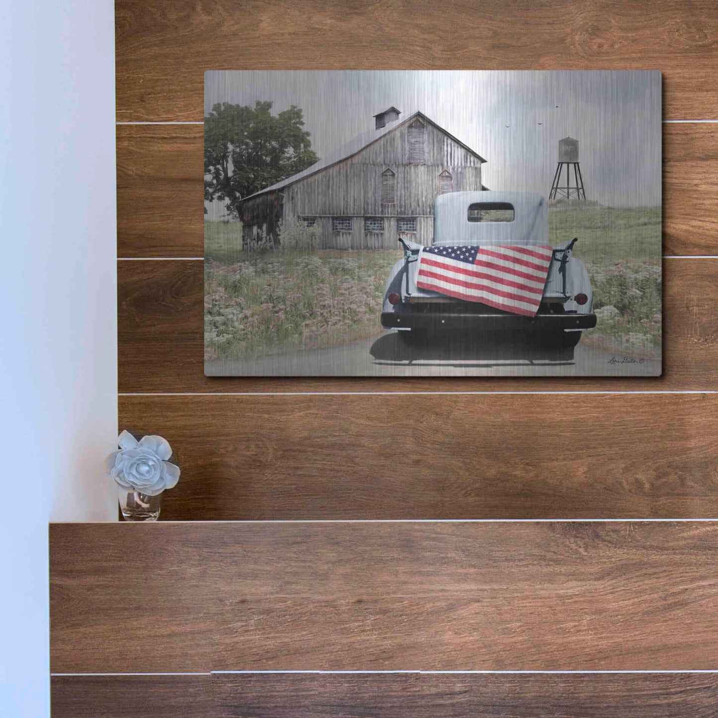 Luxe Metal Art 'American Tailgating' by Lori Deiter, Metal Wall Art,16x12
