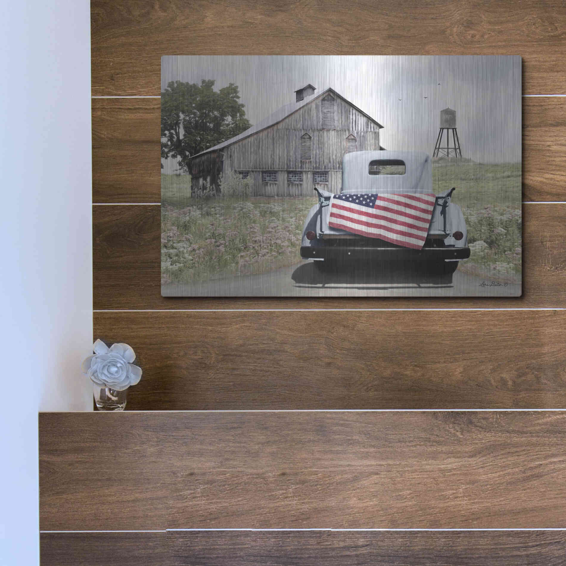 Luxe Metal Art 'American Tailgating' by Lori Deiter, Metal Wall Art,16x12