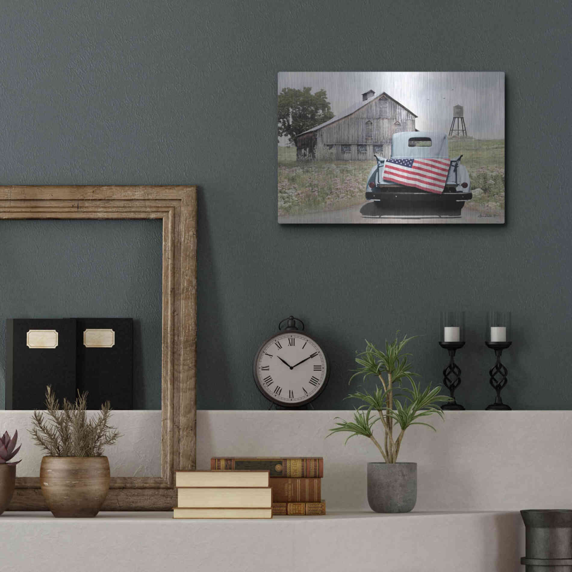 Luxe Metal Art 'American Tailgating' by Lori Deiter, Metal Wall Art,16x12