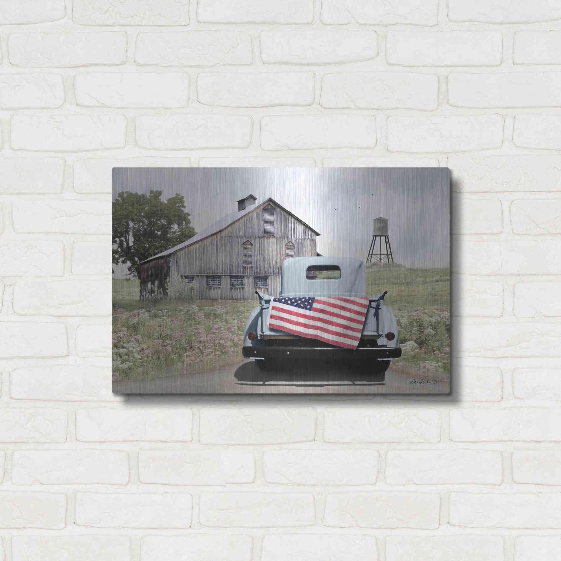 Luxe Metal Art 'American Tailgating' by Lori Deiter, Metal Wall Art,24x16