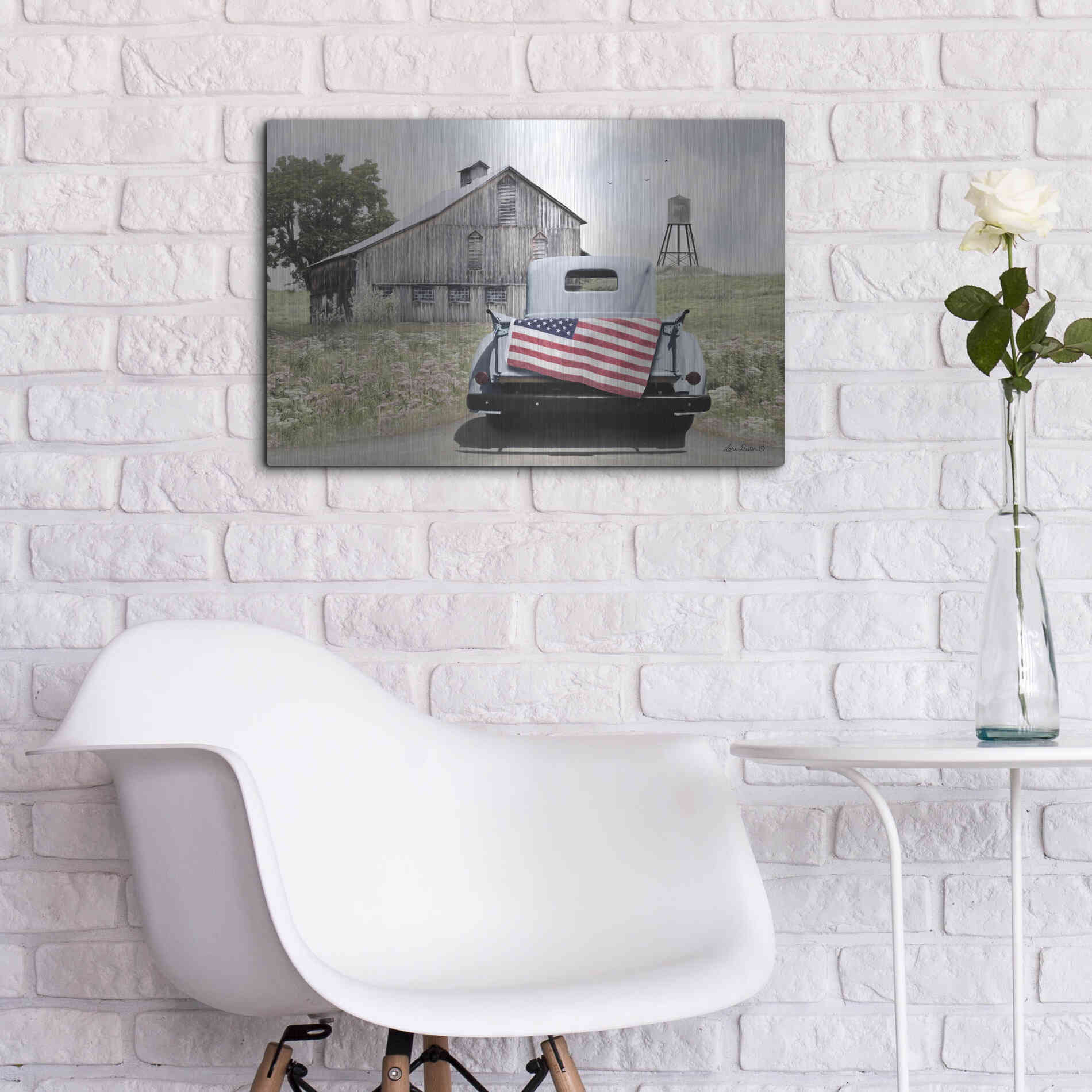 Luxe Metal Art 'American Tailgating' by Lori Deiter, Metal Wall Art,24x16