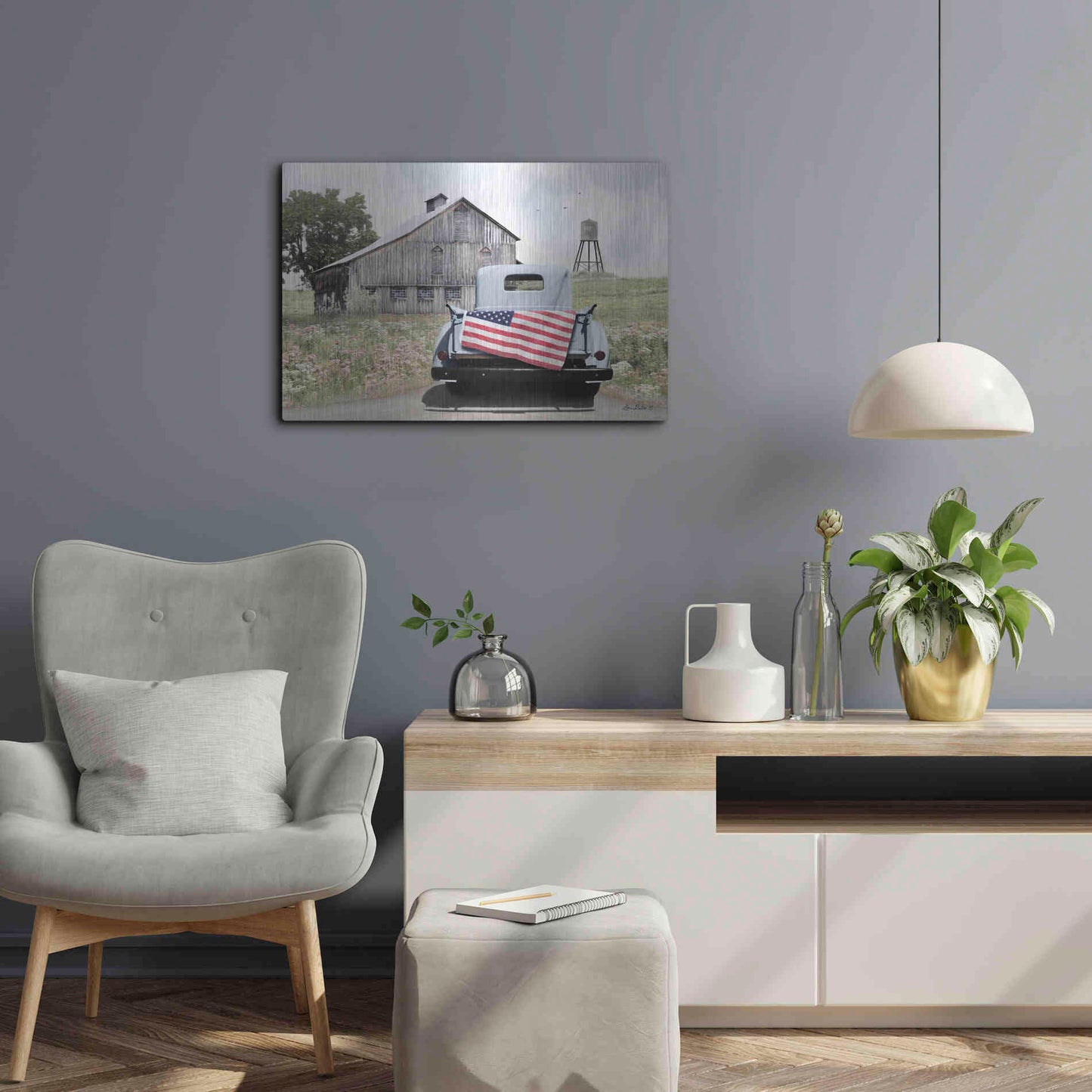 Luxe Metal Art 'American Tailgating' by Lori Deiter, Metal Wall Art,24x16