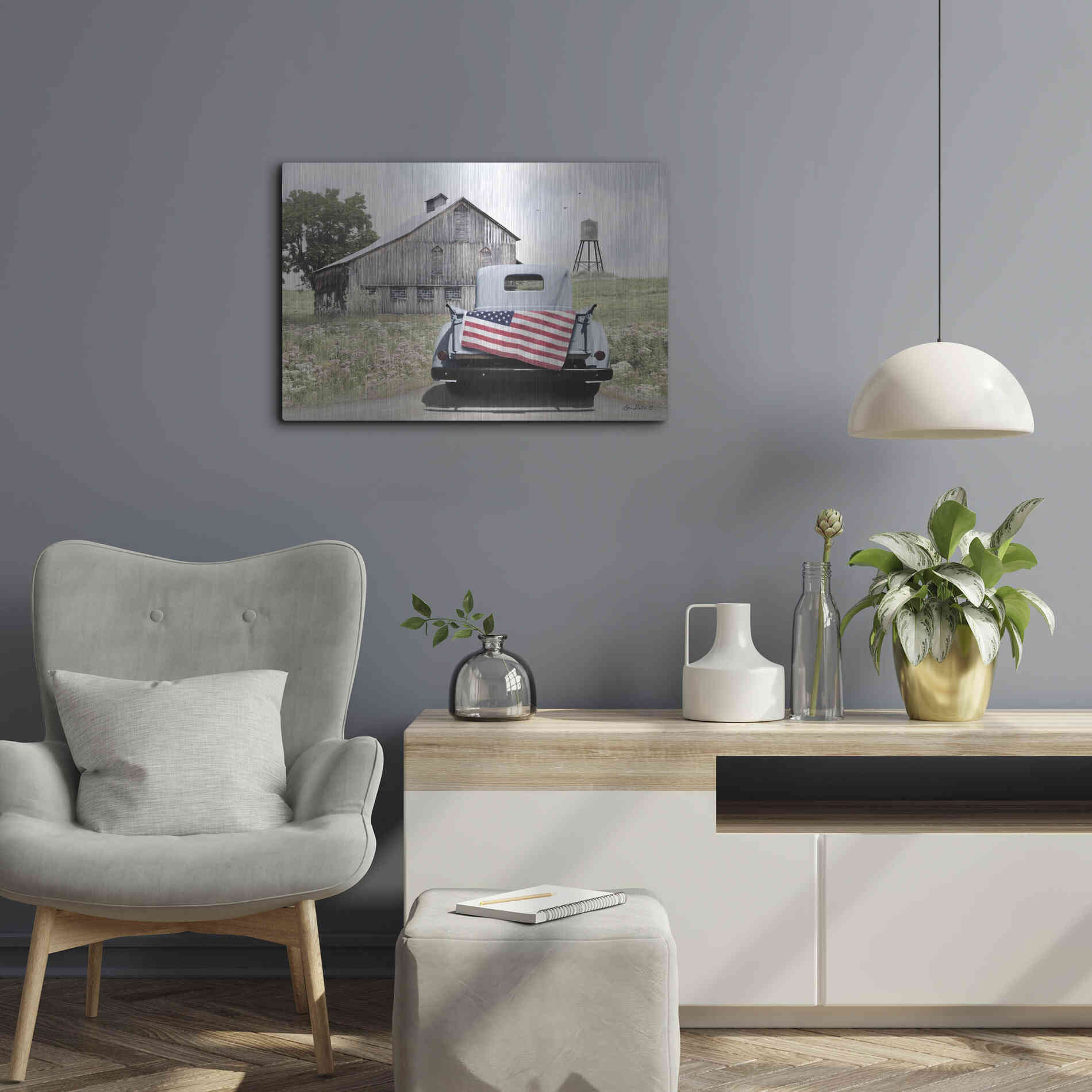 Luxe Metal Art 'American Tailgating' by Lori Deiter, Metal Wall Art,24x16