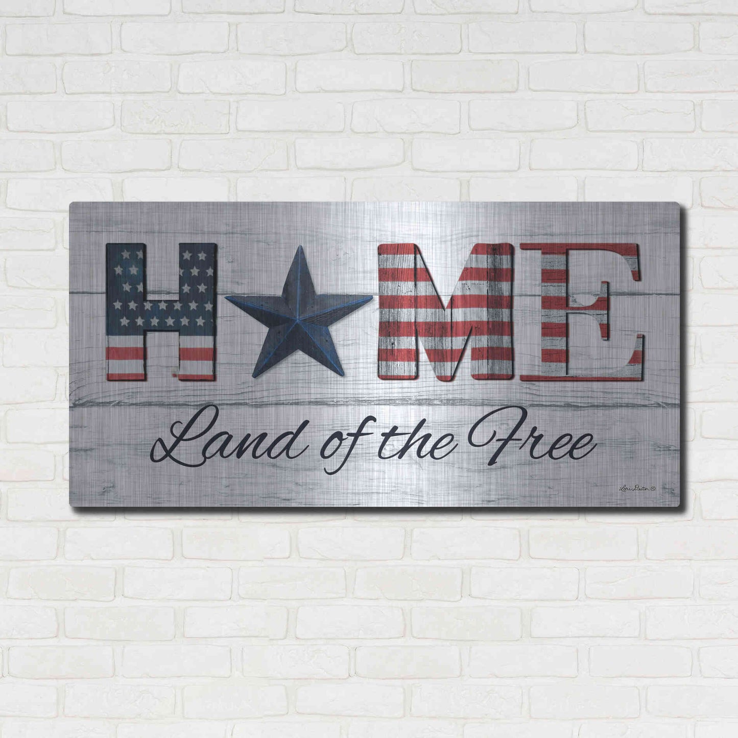 Luxe Metal Art 'Home - Land of the Free' by Lori Deiter, Metal Wall Art,48x24