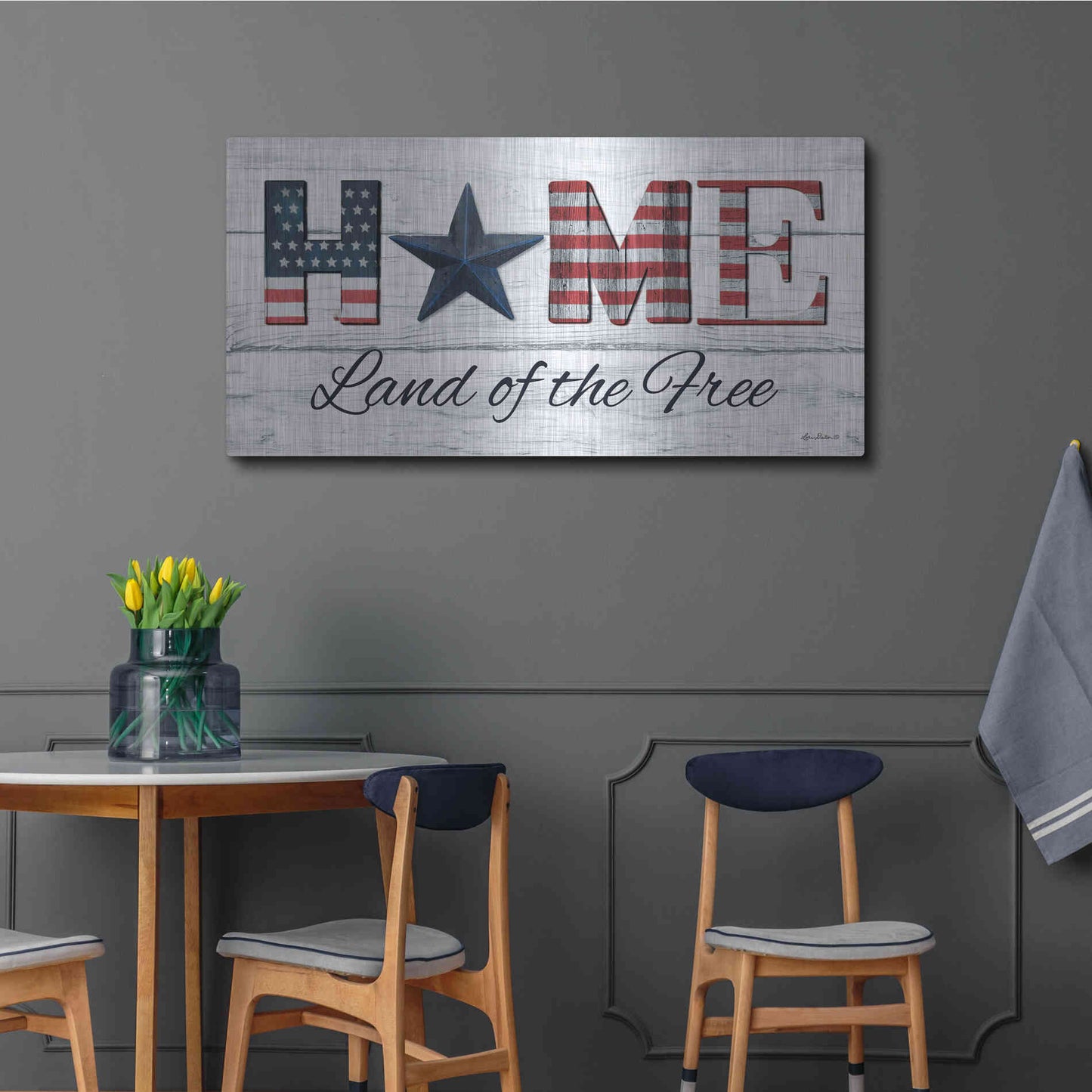 Luxe Metal Art 'Home - Land of the Free' by Lori Deiter, Metal Wall Art,48x24