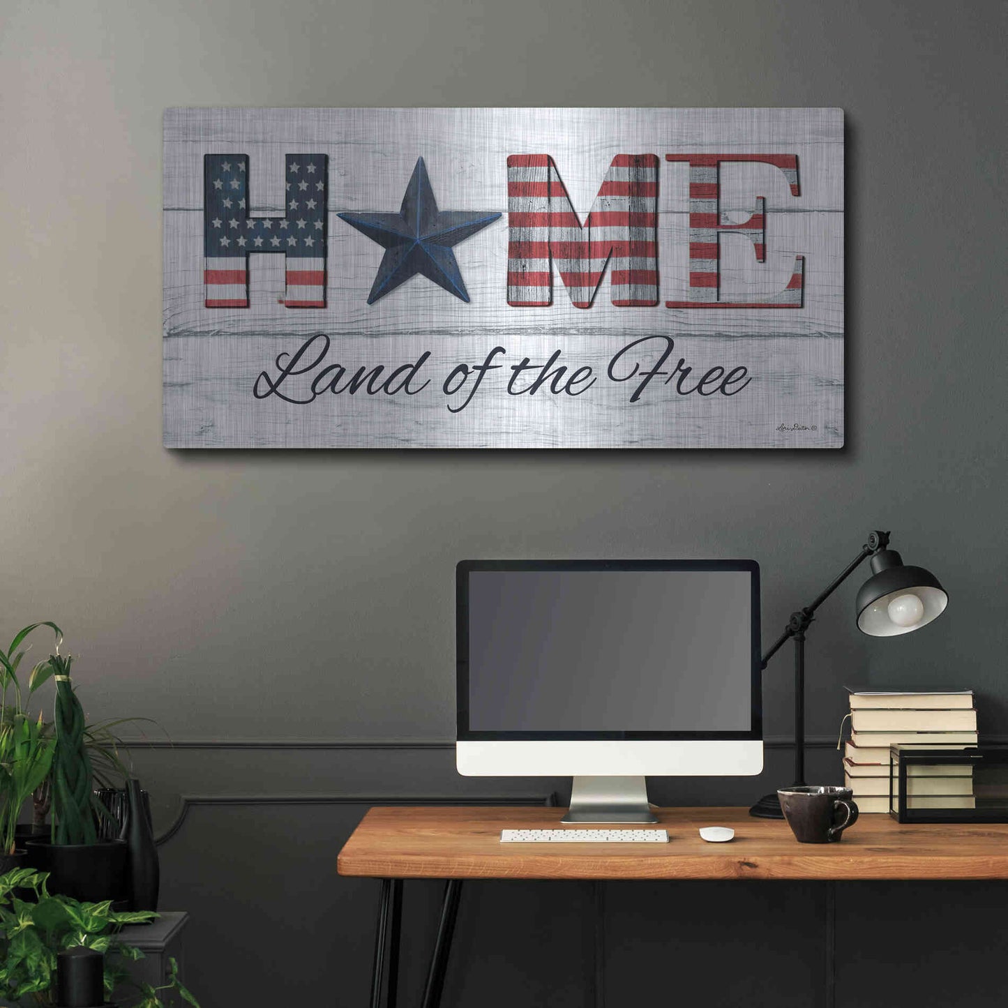 Luxe Metal Art 'Home - Land of the Free' by Lori Deiter, Metal Wall Art,48x24