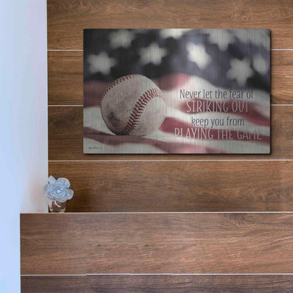 Luxe Metal Art 'Baseball - Playing the Game' by Lori Deiter, Metal Wall Art,16x12