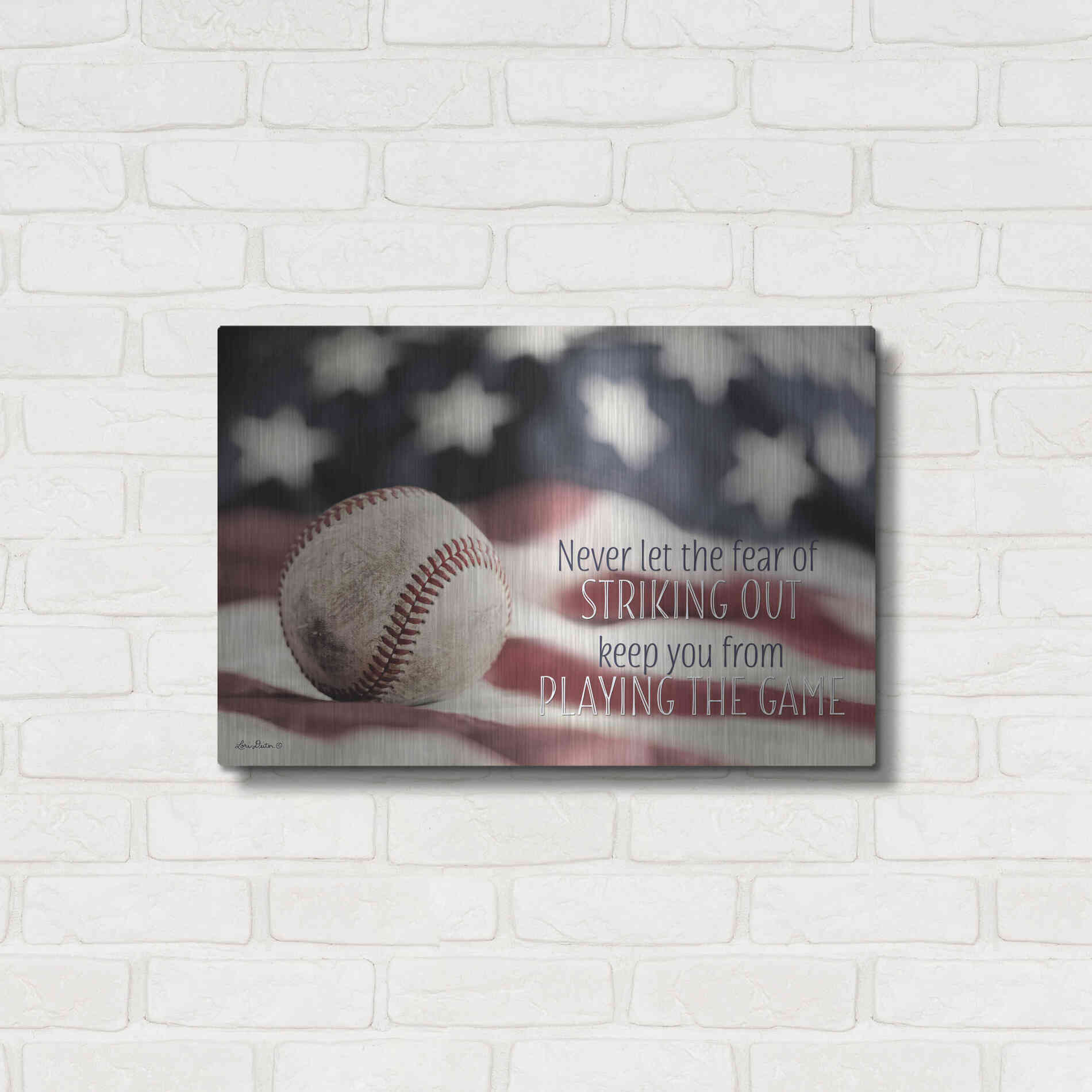 Luxe Metal Art 'Baseball - Playing the Game' by Lori Deiter, Metal Wall Art,24x16