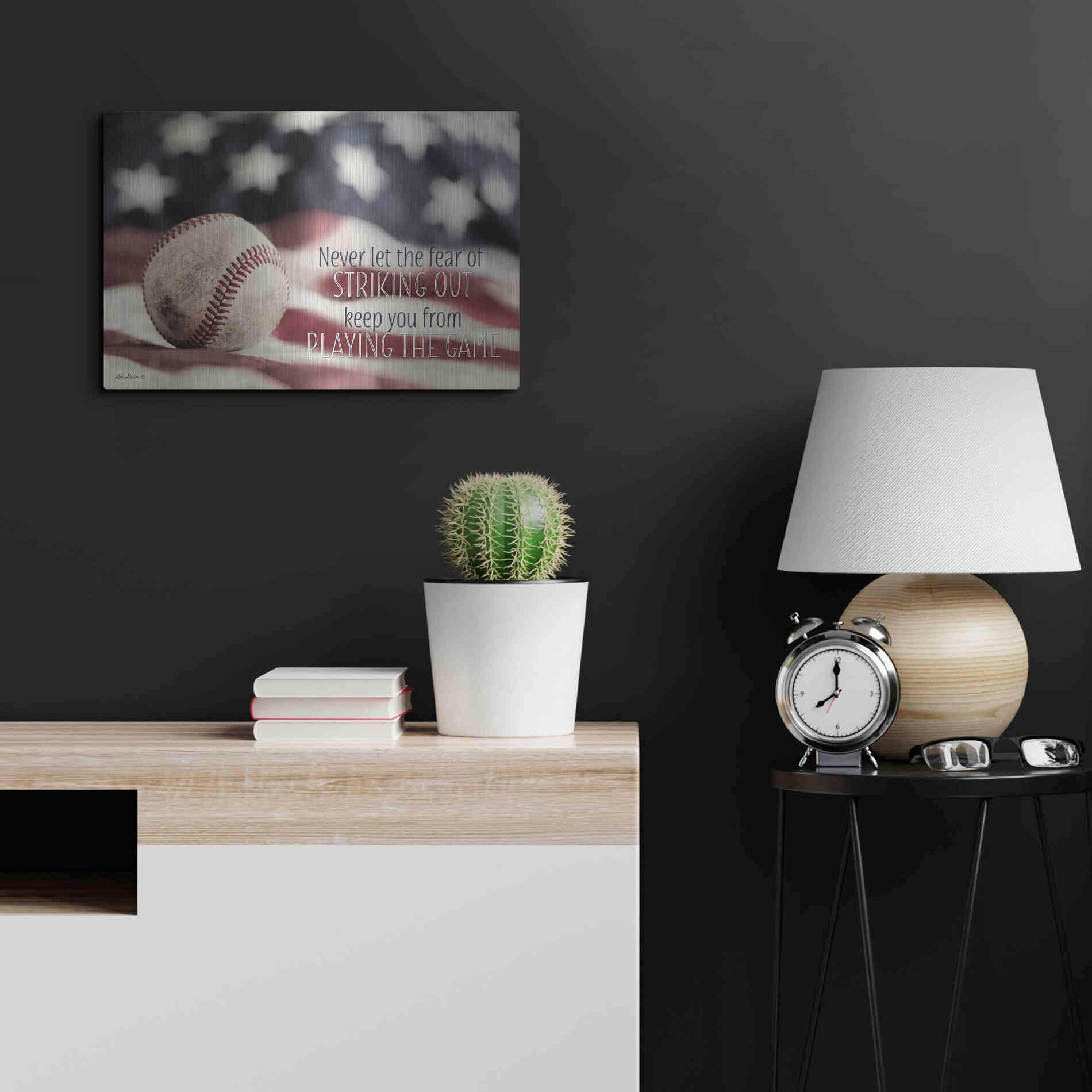 Luxe Metal Art 'Baseball - Playing the Game' by Lori Deiter, Metal Wall Art,24x16