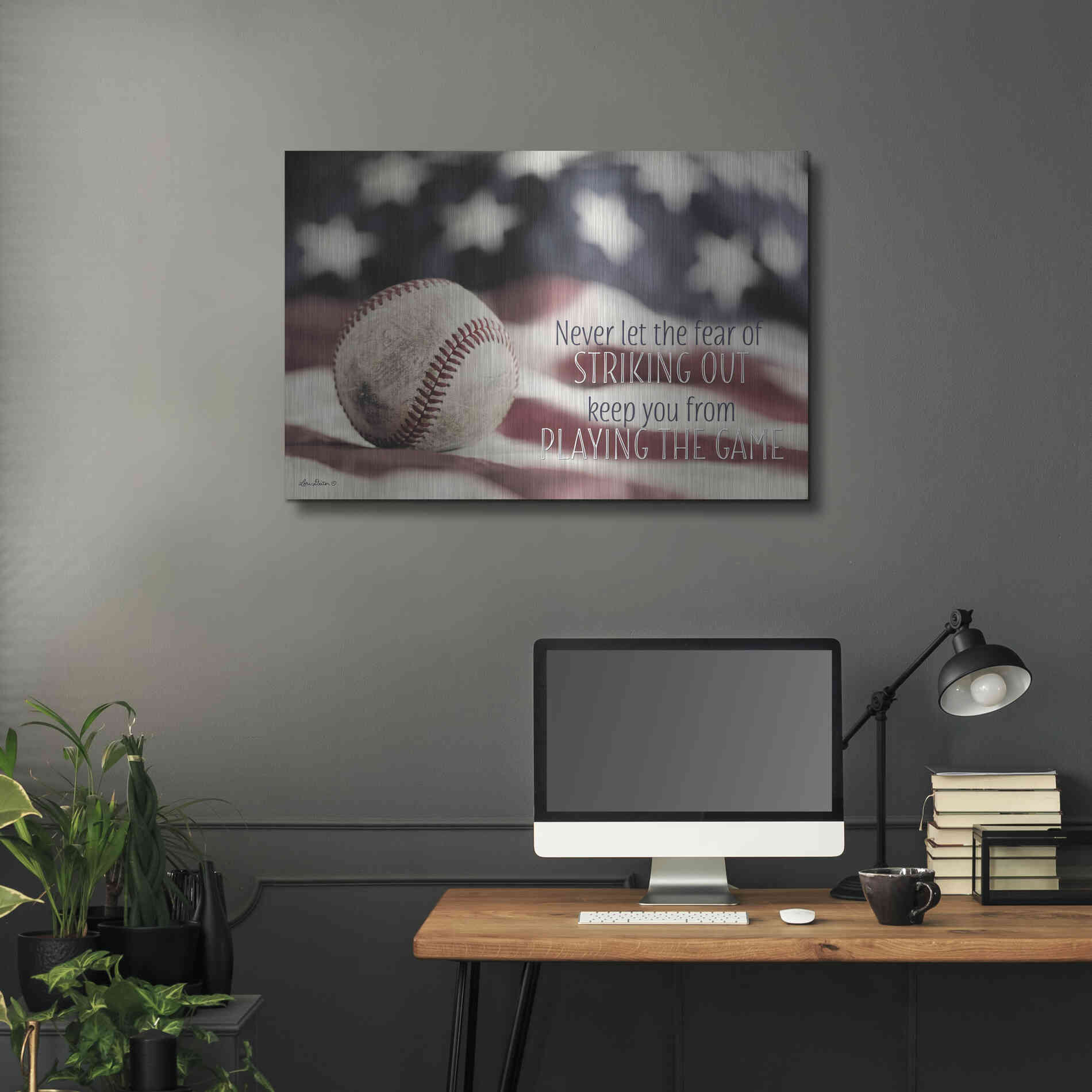 Luxe Metal Art 'Baseball - Playing the Game' by Lori Deiter, Metal Wall Art,36x24