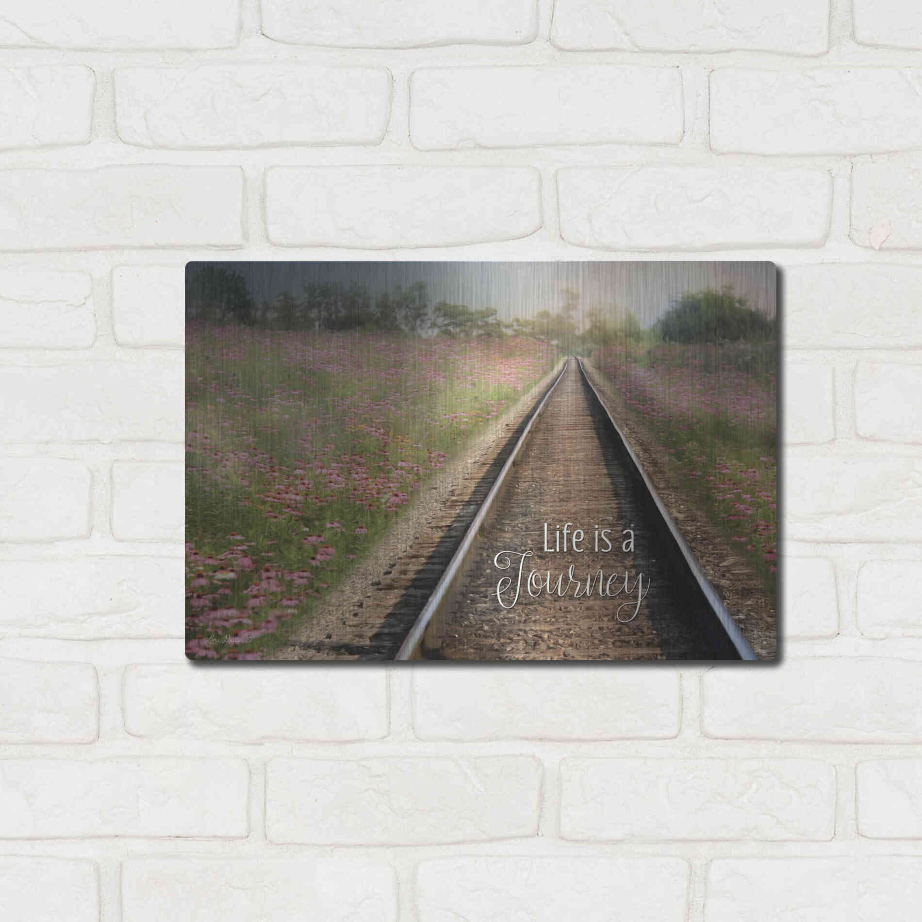 Luxe Metal Art 'Life is a Journey' by Lori Deiter, Metal Wall Art,16x12