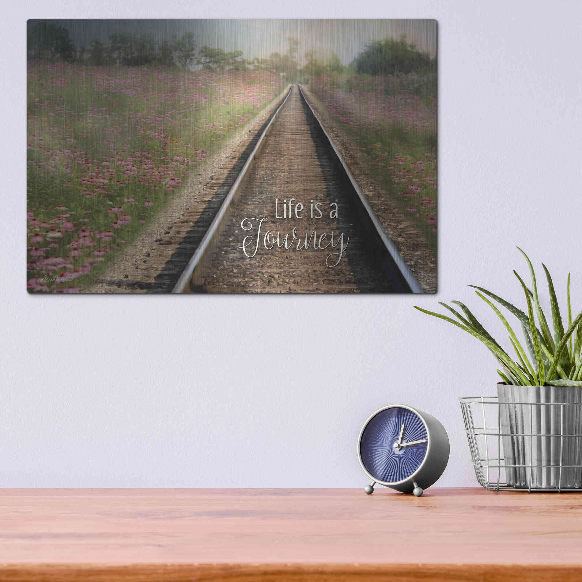 Luxe Metal Art 'Life is a Journey' by Lori Deiter, Metal Wall Art,16x12