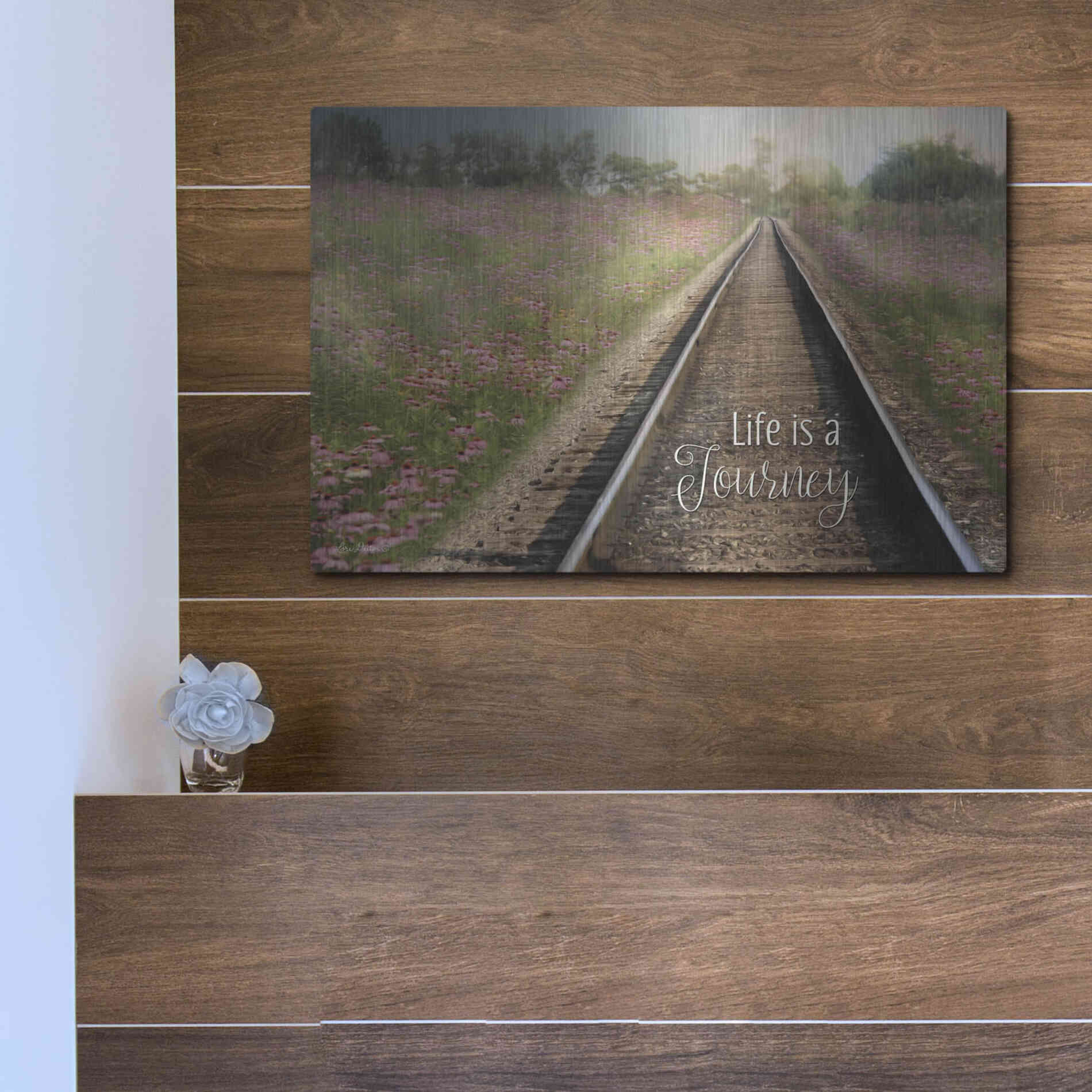 Luxe Metal Art 'Life is a Journey' by Lori Deiter, Metal Wall Art,16x12