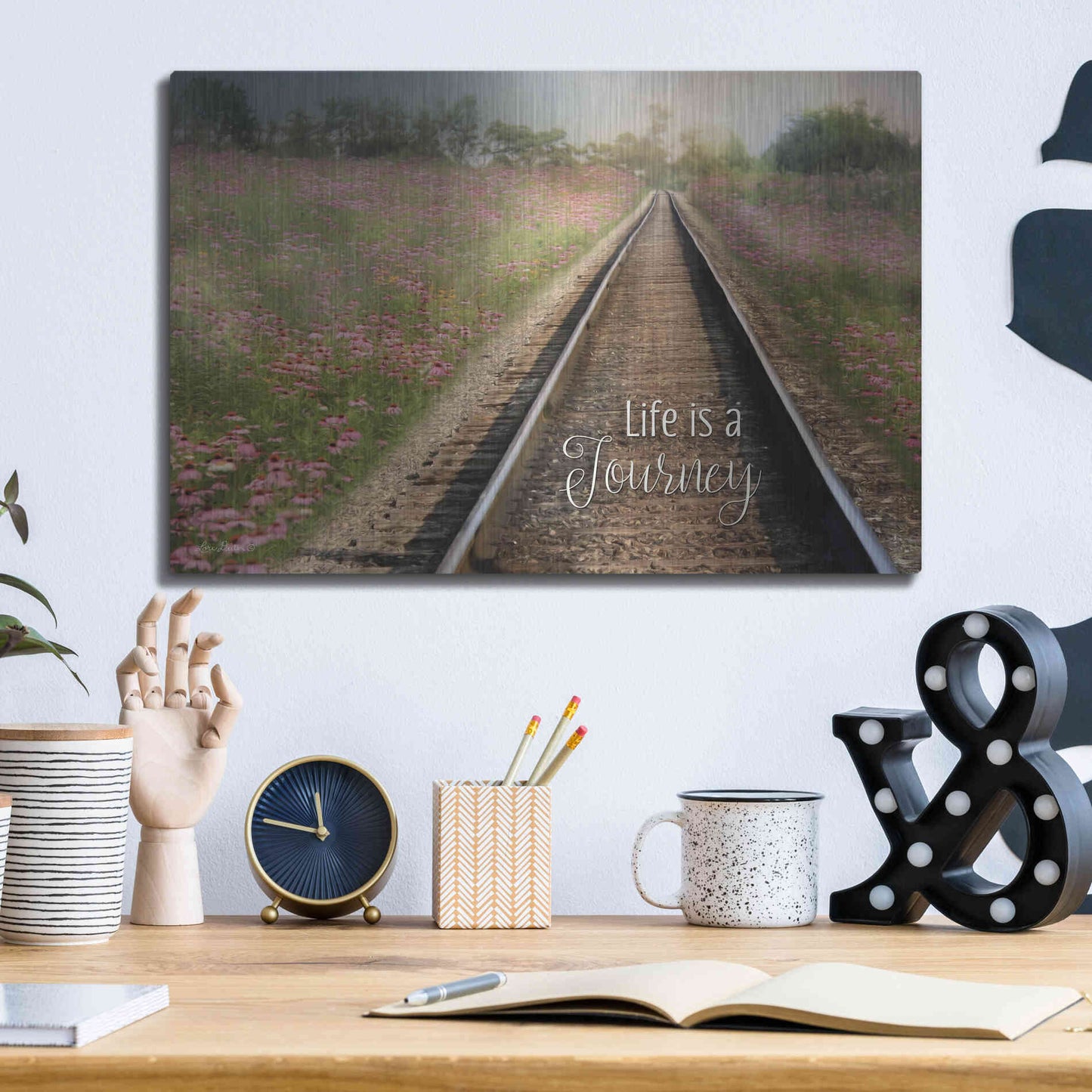 Luxe Metal Art 'Life is a Journey' by Lori Deiter, Metal Wall Art,16x12