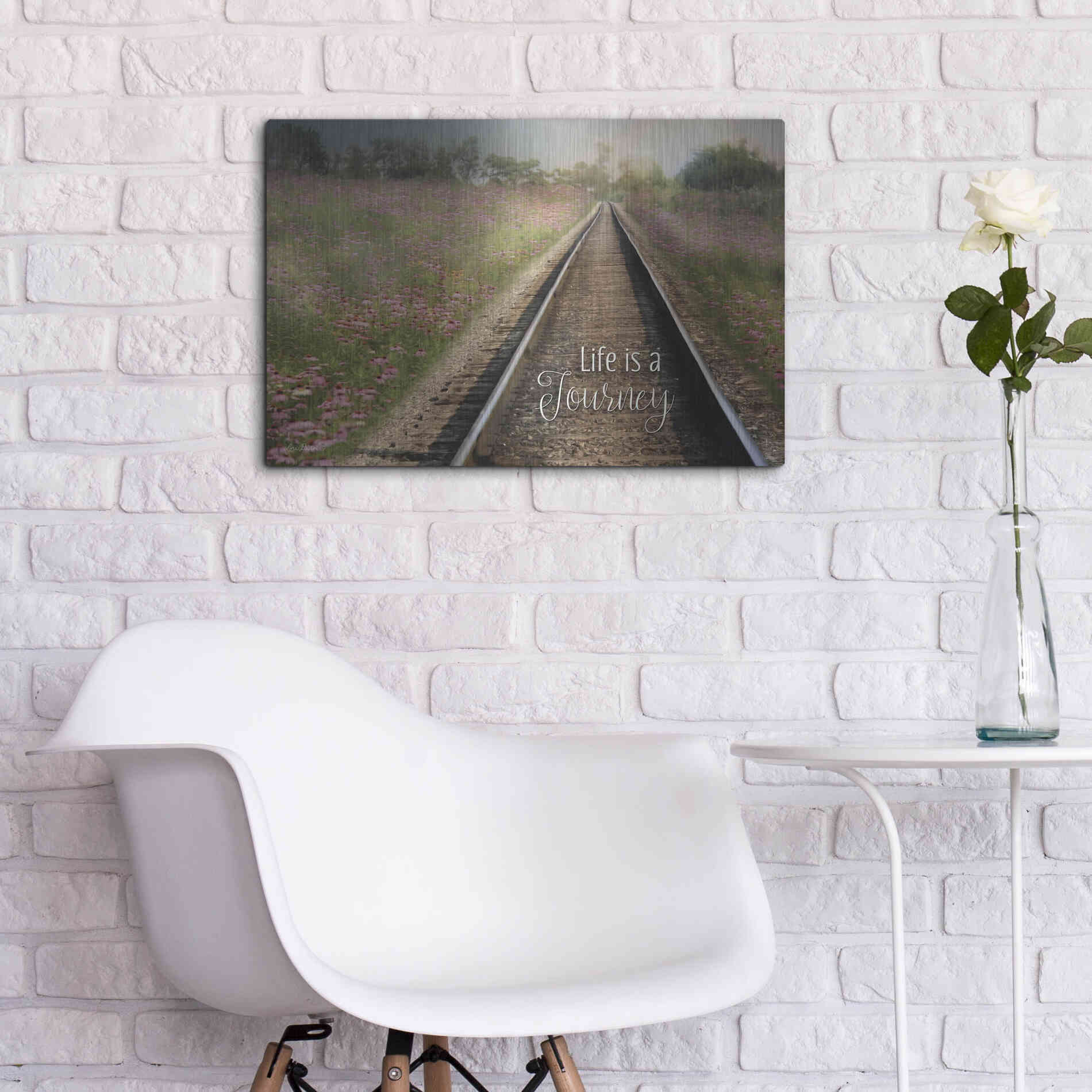 Luxe Metal Art 'Life is a Journey' by Lori Deiter, Metal Wall Art,24x16
