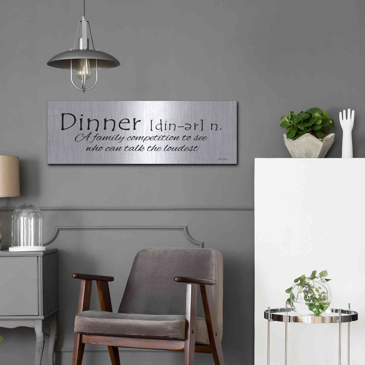 Luxe Metal Art 'Dinner Competition' by Lori Deiter, Metal Wall Art,36x12