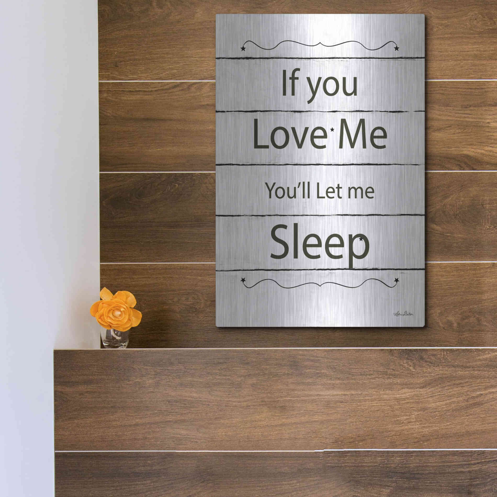 Luxe Metal Art 'Let Me Sleep' by Lori Deiter, Metal Wall Art,12x16