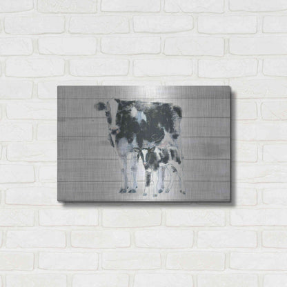 Luxe Metal Art 'Cow and Calf on Wood' by Emily Adams, Metal Wall Art,24x16