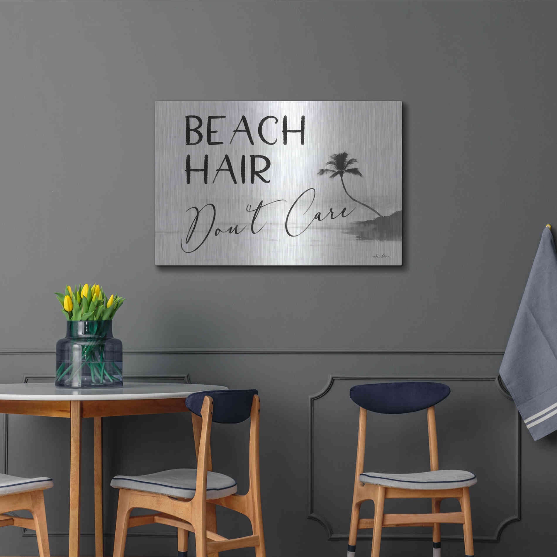 Luxe Metal Art 'Beach Hair, Don't Care' by Lori Deiter, Metal Wall Art,36x24