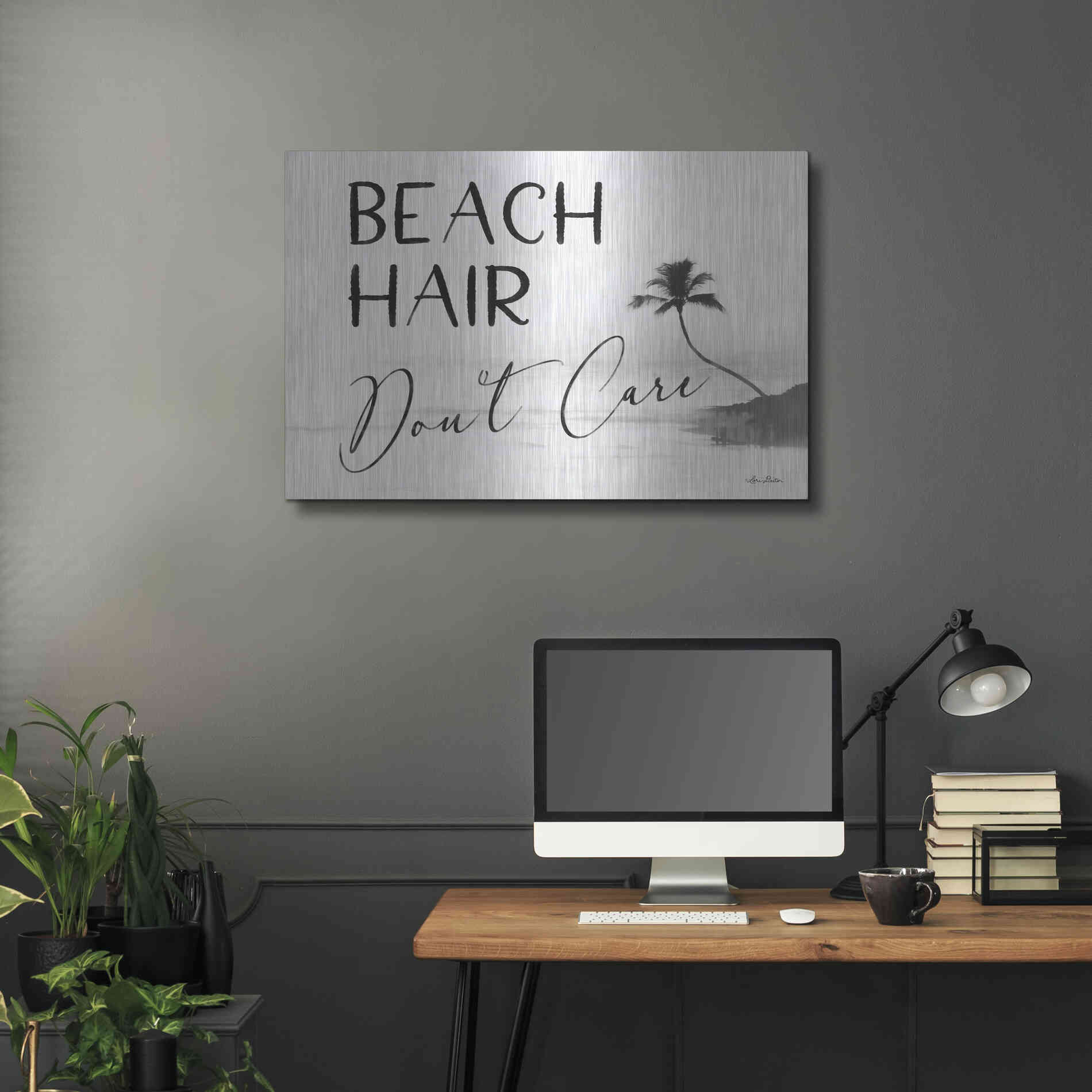Luxe Metal Art 'Beach Hair, Don't Care' by Lori Deiter, Metal Wall Art,36x24