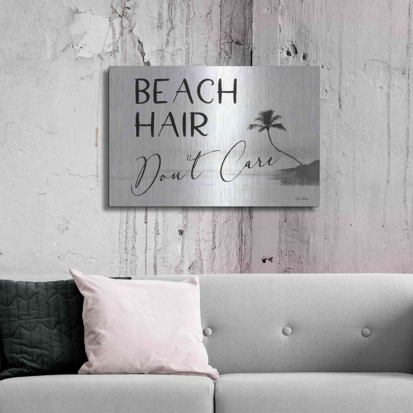 Luxe Metal Art 'Beach Hair, Don't Care' by Lori Deiter, Metal Wall Art,36x24
