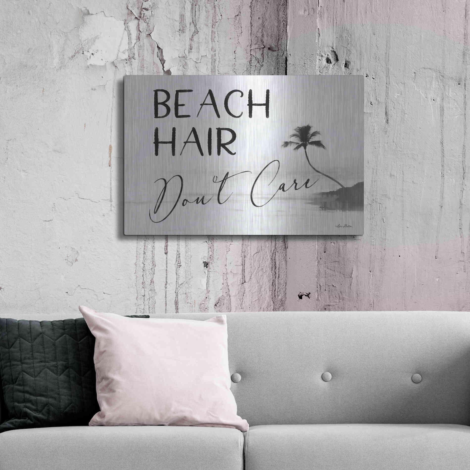 Luxe Metal Art 'Beach Hair, Don't Care' by Lori Deiter, Metal Wall Art,36x24