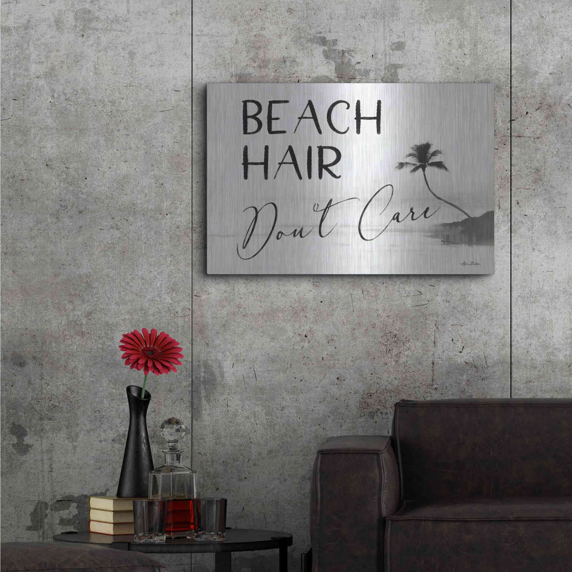 Luxe Metal Art 'Beach Hair, Don't Care' by Lori Deiter, Metal Wall Art,36x24