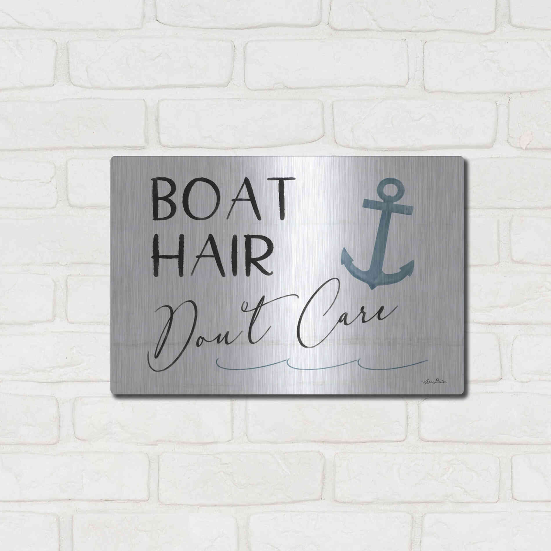Luxe Metal Art 'Boat Hair, Don't Care' by Lori Deiter, Metal Wall Art,16x12