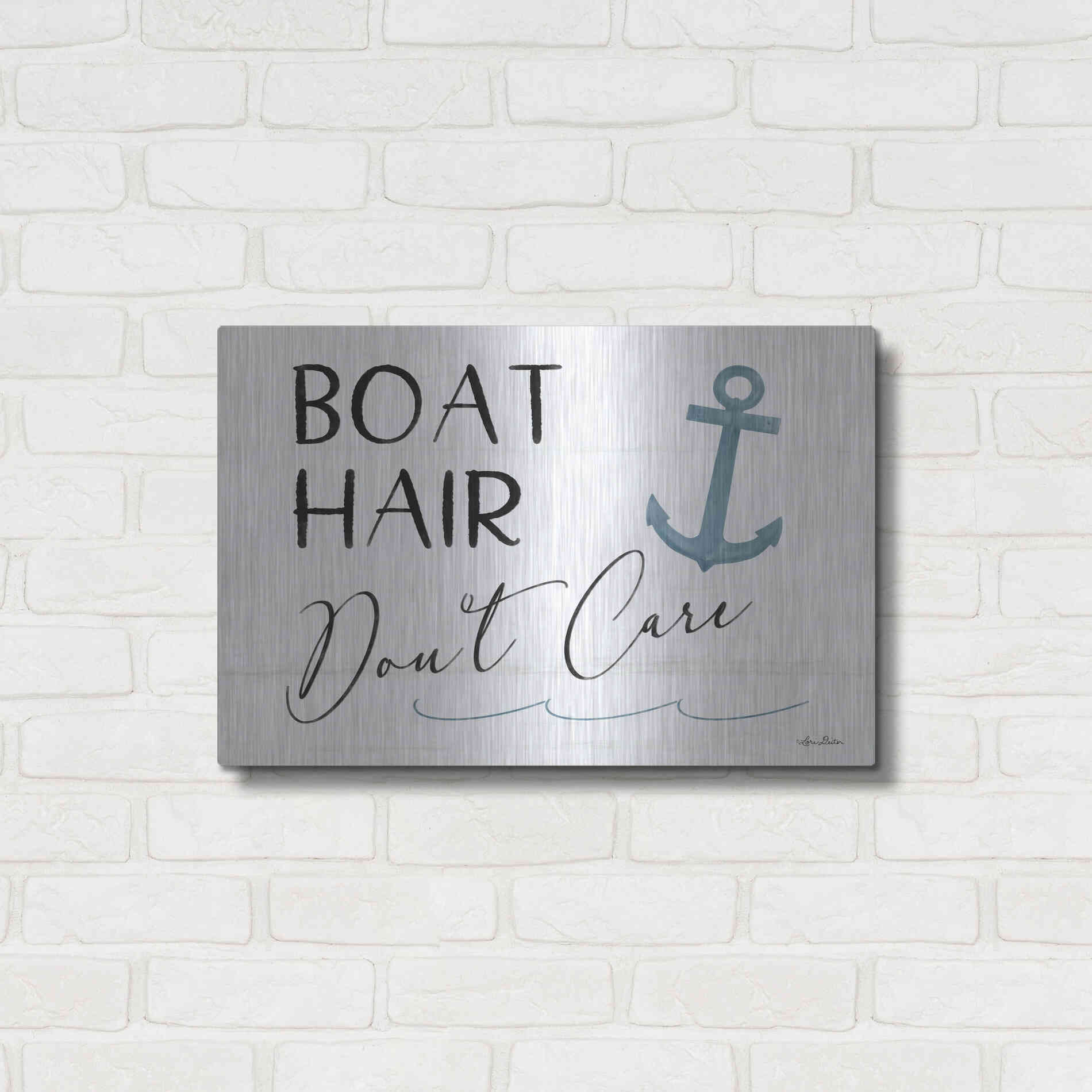 Luxe Metal Art 'Boat Hair, Don't Care' by Lori Deiter, Metal Wall Art,24x16