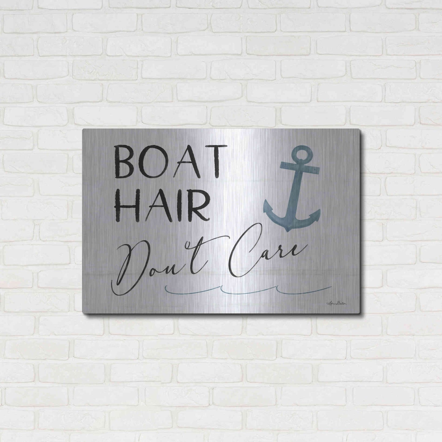 Luxe Metal Art 'Boat Hair, Don't Care' by Lori Deiter, Metal Wall Art,36x24