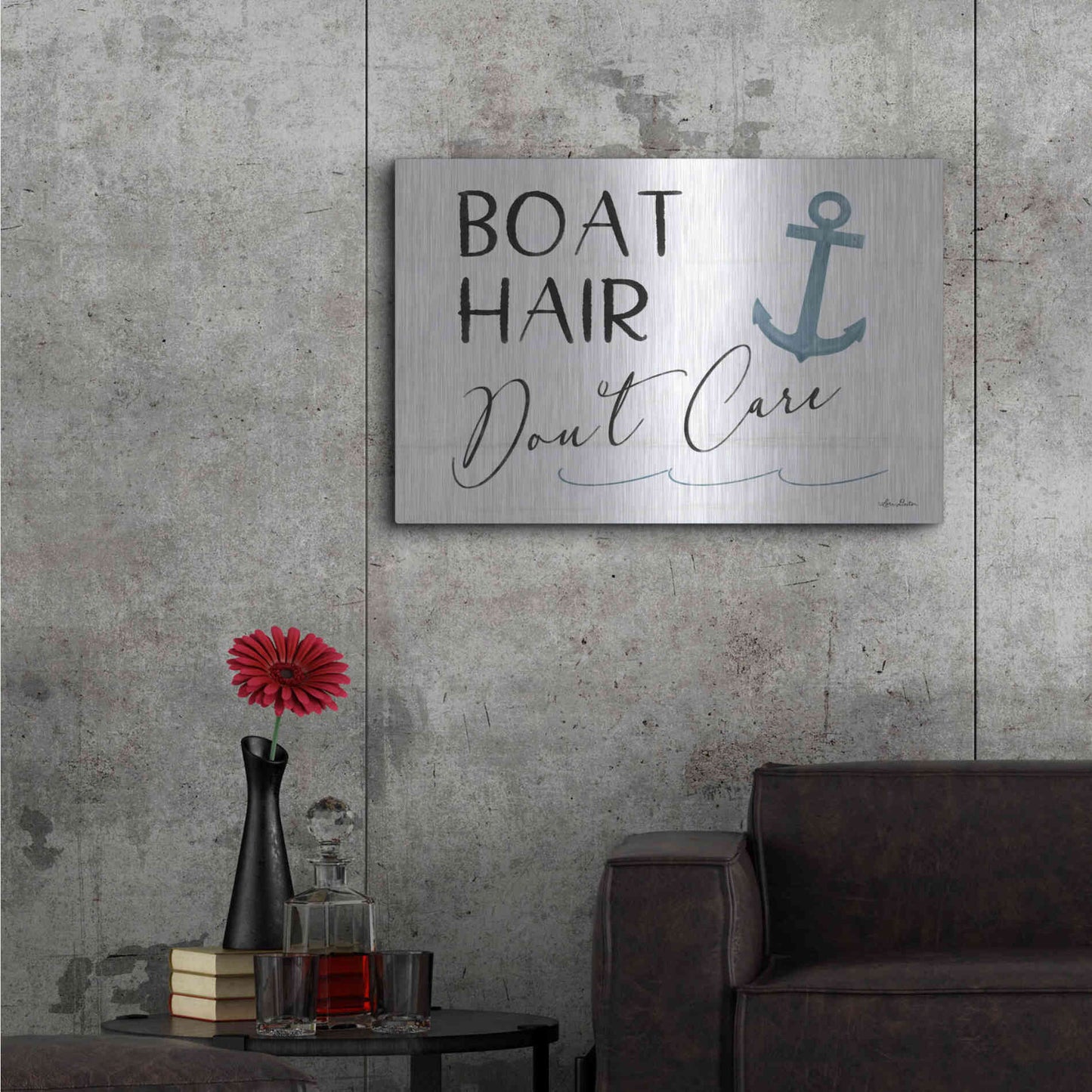 Luxe Metal Art 'Boat Hair, Don't Care' by Lori Deiter, Metal Wall Art,36x24