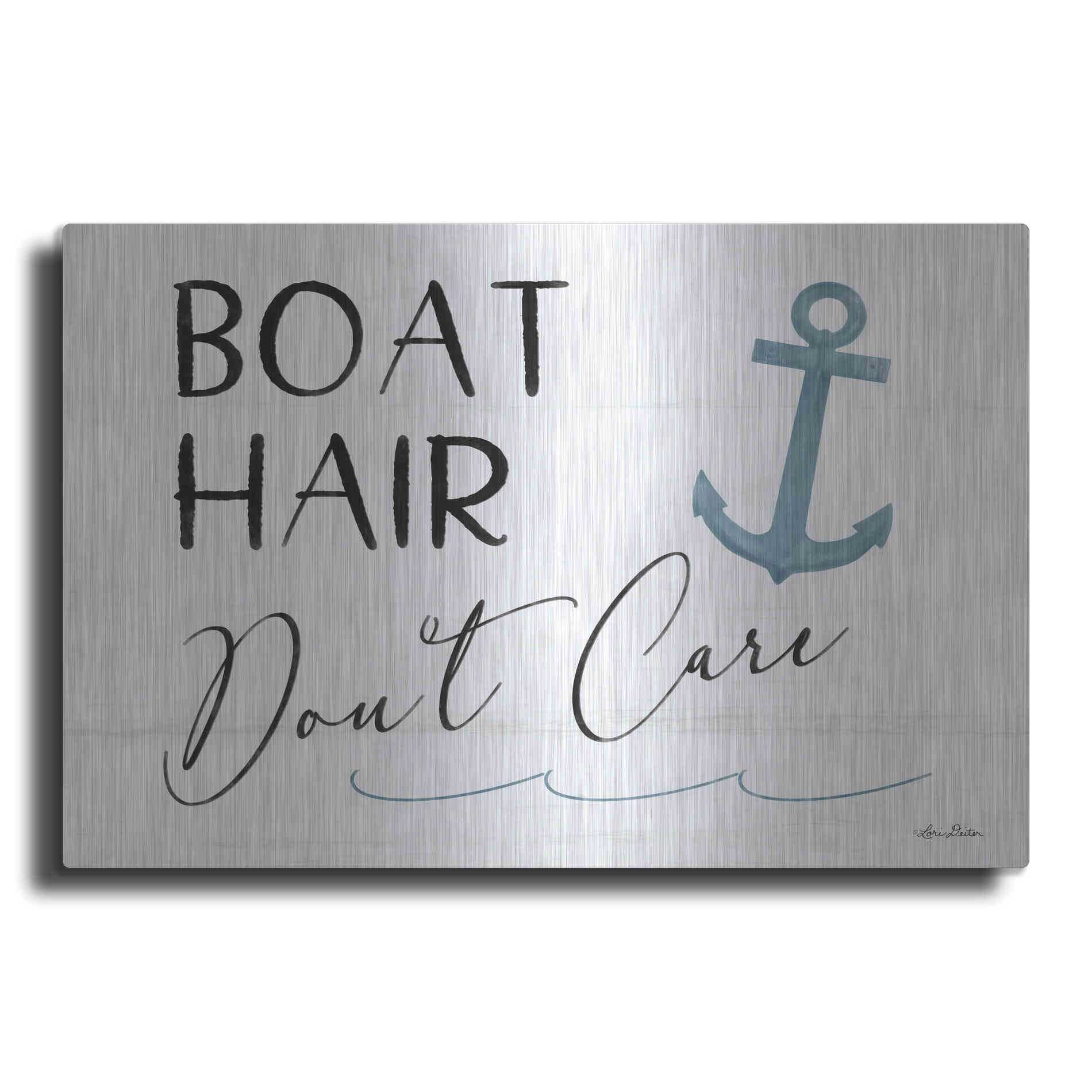 Luxe Metal Art 'Boat Hair, Don't Care' by Lori Deiter, Metal Wall Art