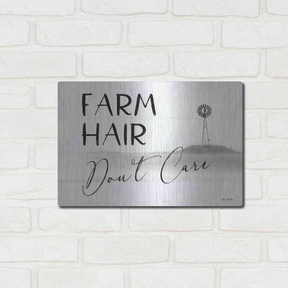 Luxe Metal Art 'Farm Hair, Don't Care' by Lori Deiter, Metal Wall Art,16x12