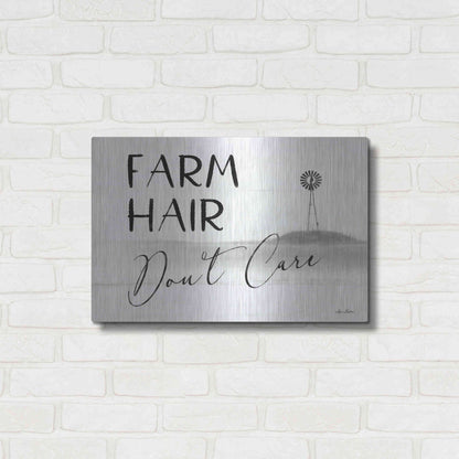 Luxe Metal Art 'Farm Hair, Don't Care' by Lori Deiter, Metal Wall Art,24x16