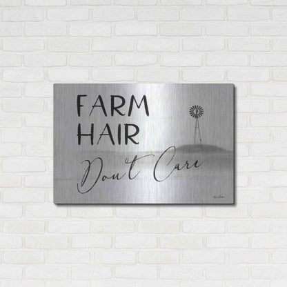 Luxe Metal Art 'Farm Hair, Don't Care' by Lori Deiter, Metal Wall Art,36x24