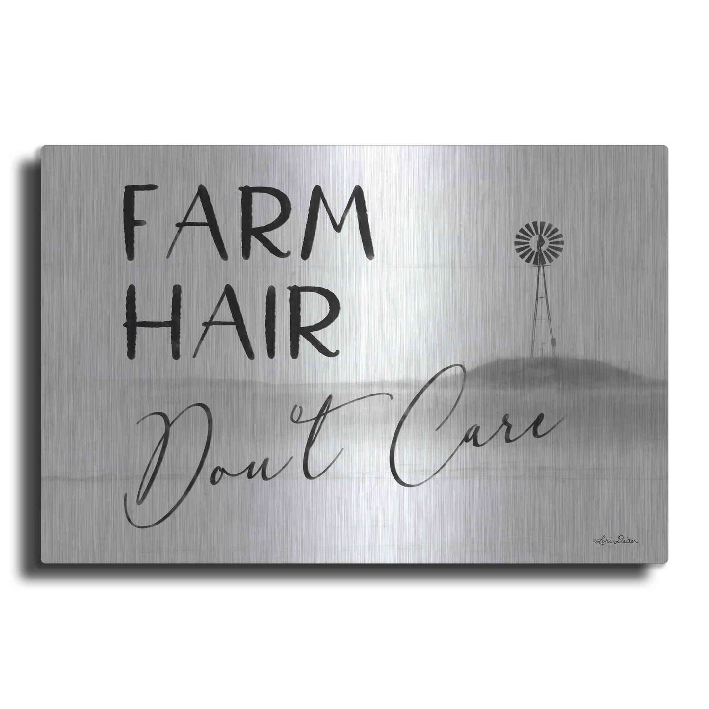 Luxe Metal Art 'Farm Hair, Don't Care' by Lori Deiter, Metal Wall Art